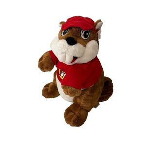 Buc-ee's Beaver Mascot Plush Stuffed Animal Brown Red Classic 10" NWT